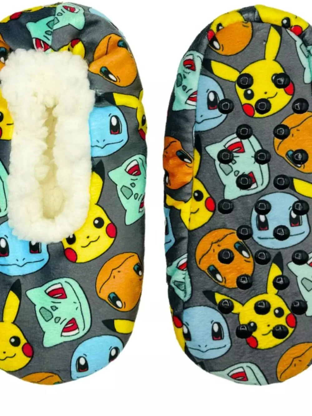 Boys Pokemon Classic Starters Fuzzy Babba Slipper Socks Size 8-13 S/M